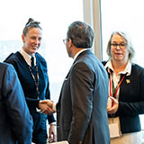 RCMP Deputy Commissioner Marie-Claude Dandenault greets Goldy Hyder, President and Chief Executive Officer of the Business Council of Canada